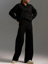 V Neck Solid Knitted Sweater Set