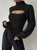 Turtleneck Hollow Out Knitted Sweater