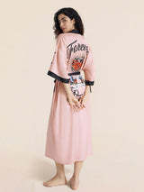 Kafiloe Floral Printed Long Kimono Robe