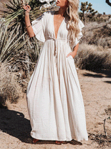 Beach Drawstring Long Dress