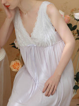 Cotton V Neck Flare Nightgown