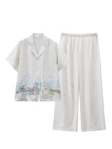 Lapel Printed Short Sleeve Pajama Set