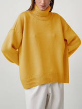 Solid Color Turtleneck Long Sleeve Sweater