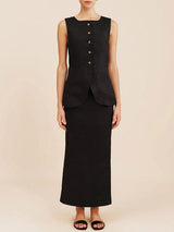 Buttoned Line Top & Maxi Skirt