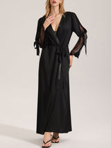 Kafiloe Lace Back Bowtie Long Sleeve Robe
