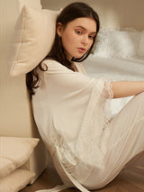 Modal 3 Pcs Lace Design Pajama Set