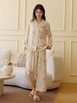 Kafiloe Pink Flowers Cotton Pajama Set