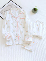 Small Flower Print Shirt Pajamas Set