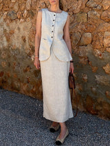 Buttoned Line Top & Maxi Skirt