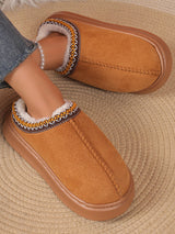 Solid Color Embroidery Plush Slippers