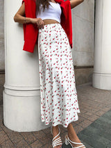 Printed White Long Skirt