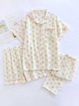 3 Pieces Print Cotton Pajama Set