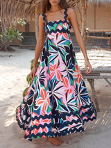 Tropical Spaghetti Floral Maxi Dress