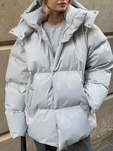 Pocketed Zip Up Hooded Puffer Jacket