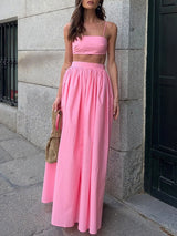 Spaghetti Strap Crop Top &  Maxi Skirt Set