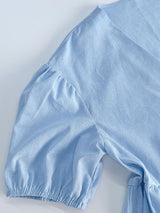 Ruffled Bubble Sleeve Two Piece Pants Set