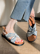 Cross Ankle Strap Flat Sandals