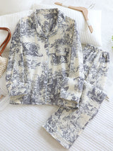 Vintage Printed Cotton Pajama Set