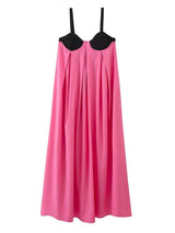 Pink Backless Bow Tie Maxi Dress