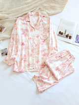 Printed Lapel Long Sleeve Pajama Set