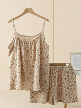 Spaghetti Strap Floral Pajama Shorts Set