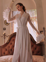 Satin Feather Cuff Robe