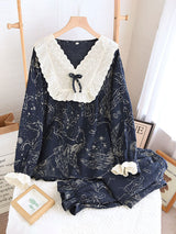 Starry Night Doll Collar Long Sleeve Pajamas