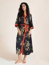 Kafiloe Floral Printed Long Kimono Robe