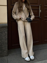 Zip-up Sweater Matching Set