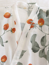 2Pcs Cherry Tomato Kimono Pajama Set