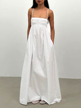 Spaghetti Straps White Maxi Dress