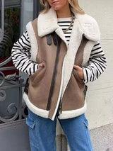 Zip Up Teddy Lined Vest Jacket