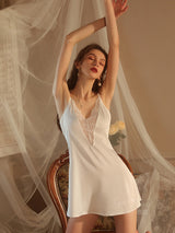 Satin Lace Spagehtti Strap Mini Nightgown