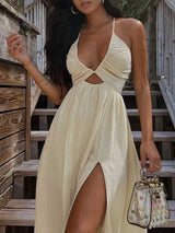 V Neck Cut-out Maxi Dress