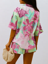 Printed Short Sleeve Shorts Set