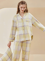 Cotton Plaid Pattern Pajama Set