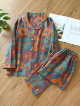 Poppy Flower Long Sleeve Cotton Pajama Set