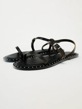 Studded Ankle Strap Flat Sandals