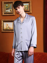 Satin Classic Couple Shirt Pajama Set