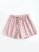 Summer Plaid Drawstring Shorts