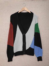 Color Block Button Down Cardigan