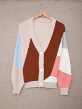 Color Block Button Down Cardigan