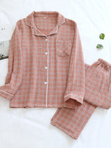 Check Couple Shirt Pajama Set