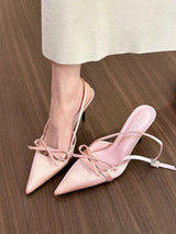 Satin Butterfly Knot Thin Heels Sandals