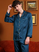 Satin Classic Couple Shirt Pajama Set