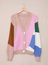 Color Block Button Down Cardigan