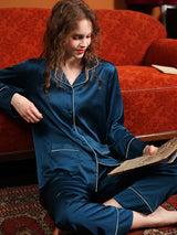 Satin Classic Couple Shirt Pajama Set