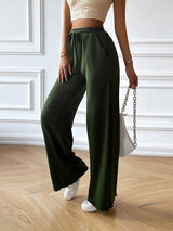 Loose Ribbed Drawstring Long Pants