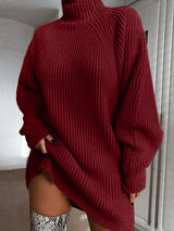 Turtleneck Loose Knited Mini Dress