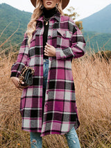 Wool Blend Plaid Midi Overshirt